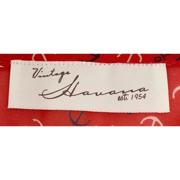 Vintage Havana Red White & Blue Sheer Anchor Print Ruffle Cut Out Back Top, M* - Picture 10 of 10